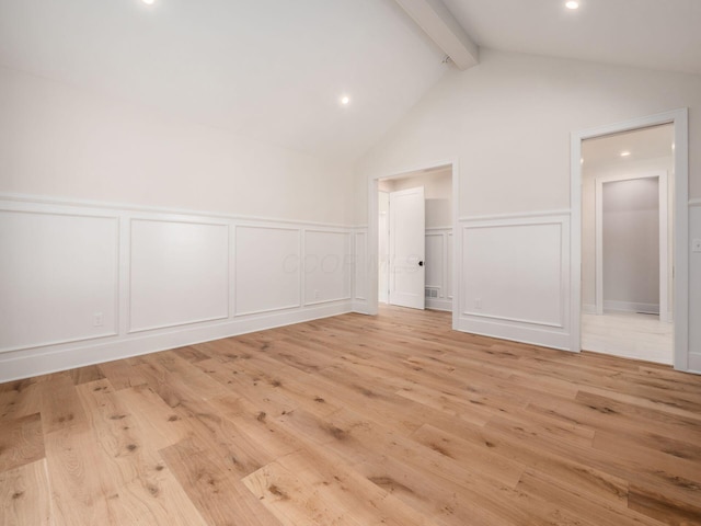 2355 Farleigh Rd, Columbus, OH 43221 - bonus room featuring a decorative wall, beam ceiling, light wood-style floors, a wainscoted wall, and recessed lighting