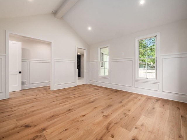 2355 Farleigh Rd, Columbus, OH 43221 - empty room with a decorative wall, light wood-type flooring, a wainscoted wall, and recessed lighting