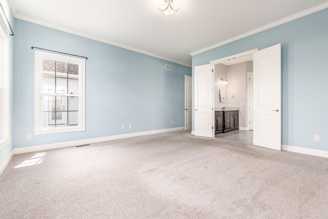 1393 Kearney Way, Delaware, OH 43015 - unfurnished bedroom featuring light carpet, ornamental molding, and baseboards