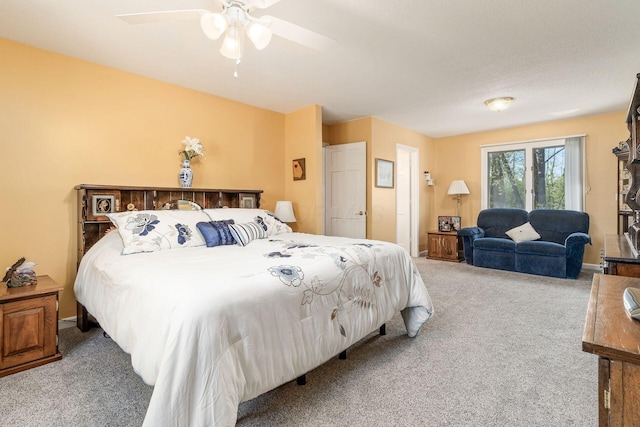 bedroom featuring carpet floors and a ceiling fan