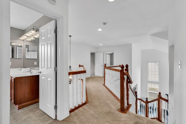7169 Fernridge Dr, New Albany, OH 43054 - corridor with an upstairs landing, recessed lighting, and baseboards