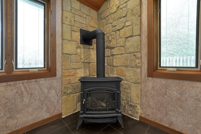 1799 Baldridge Rd, Columbus, OH 43221 - detailed view of a wood stove and baseboards