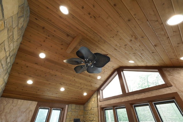 1799 Baldridge Rd, Columbus, OH 43221 - detailed view of wooden ceiling, recessed lighting, and ceiling fan