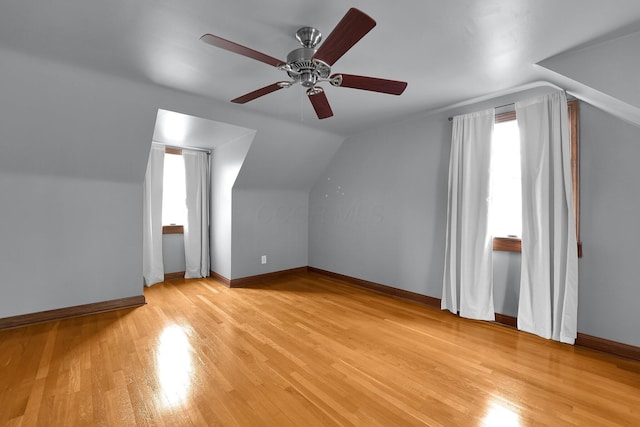 1799 Baldridge Rd, Columbus, OH 43221 - bonus room with light wood-style flooring, ceiling fan, vaulted ceiling, and baseboards