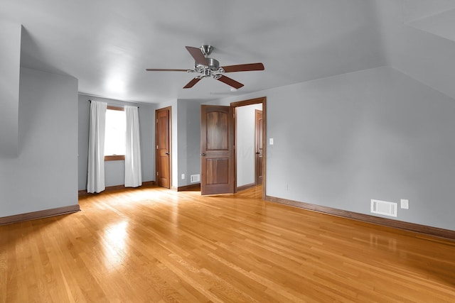 1799 Baldridge Rd, Columbus, OH 43221 - unfurnished bedroom with light wood-type flooring, baseboards, and ceiling fan