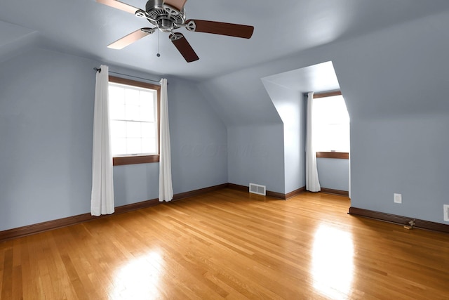 1799 Baldridge Rd, Columbus, OH 43221 - bonus room with lofted ceiling, light wood-style floors, a ceiling fan, and baseboards