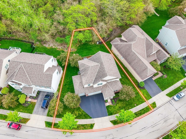 drone / aerial view with a residential view