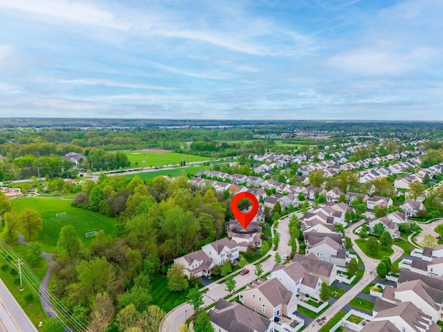 aerial view with a residential view