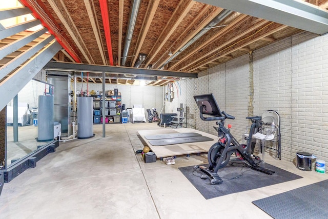 workout room with gas water heater