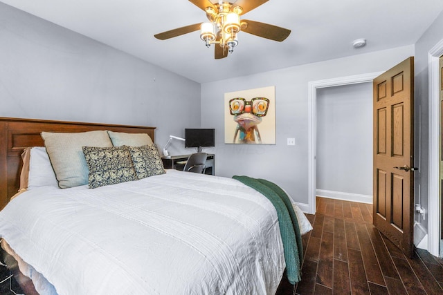 1012 Lake Fork Rd, Utica, OH 43080 - bedroom with baseboards, ceiling fan, and wood finished floors
