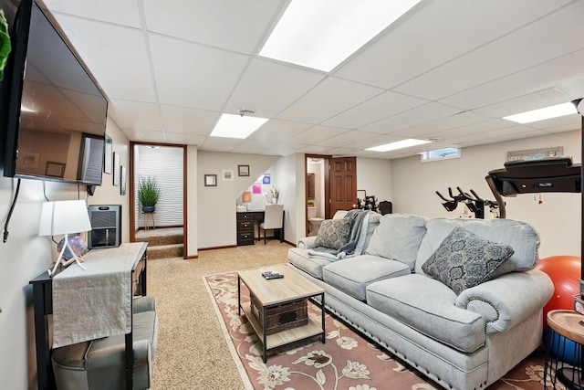 1012 Lake Fork Rd, Utica, OH 43080 - carpeted living area featuring a paneled ceiling