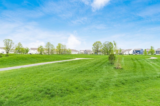 view of community featuring a residential view and a lawn