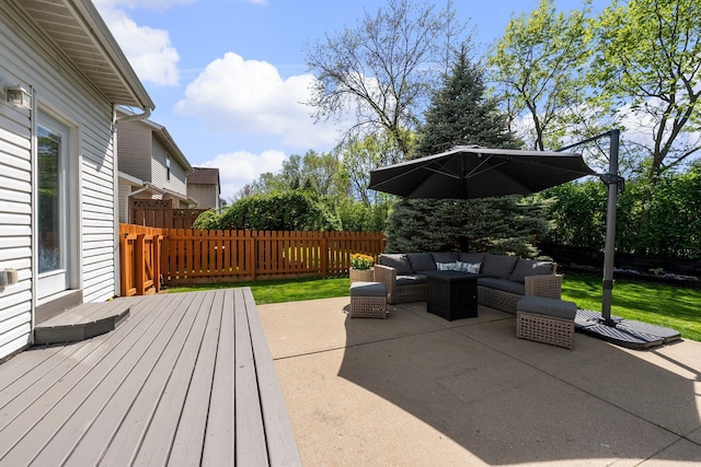 1479 Brookforest Dr, Columbus, OH 43204 - wooden terrace featuring an outdoor living space, a patio area, and fence