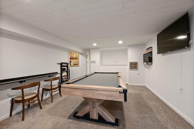 1479 Brookforest Dr, Columbus, OH 43204 - game room with pool table, baseboards, carpet, and recessed lighting
