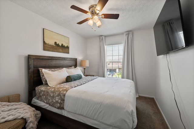 1479 Brookforest Dr, Columbus, OH 43204 - carpeted bedroom with a ceiling fan, a textured ceiling, and baseboards