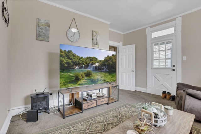 1227 E Chestnut St, Lancaster, OH 43130 - living area featuring carpet floors, baseboards, and crown molding