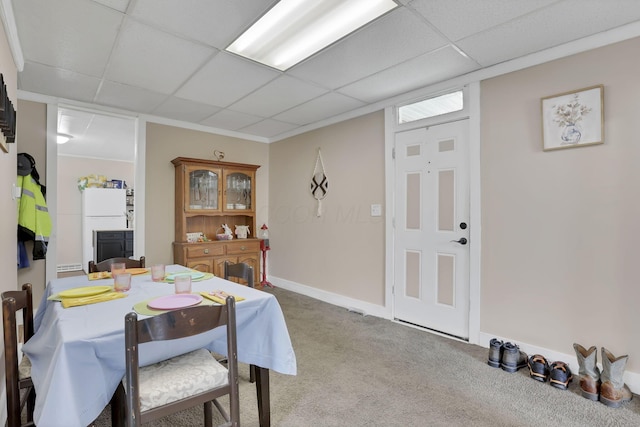 1227 E Chestnut St, Lancaster, OH 43130 - dining area featuring carpet floors and a paneled ceiling
