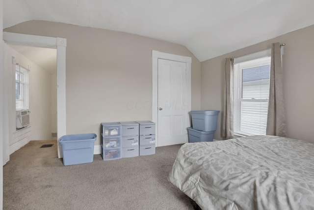 1227 E Chestnut St, Lancaster, OH 43130 - carpeted bedroom with visible vents, cooling unit, and lofted ceiling