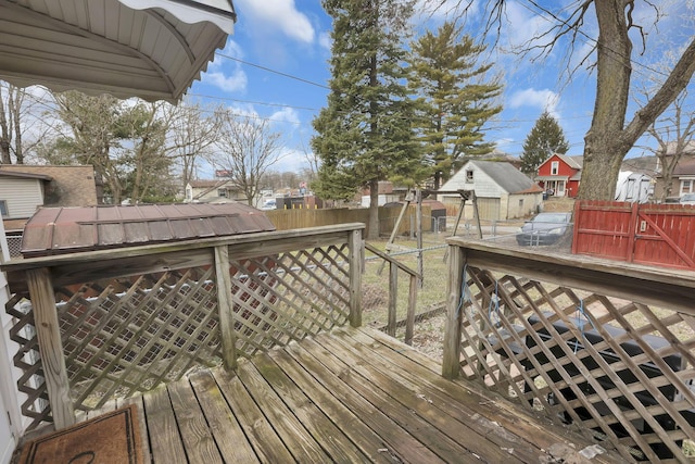 1227 E Chestnut St, Lancaster, OH 43130 - wooden deck with a fenced backyard and a residential view