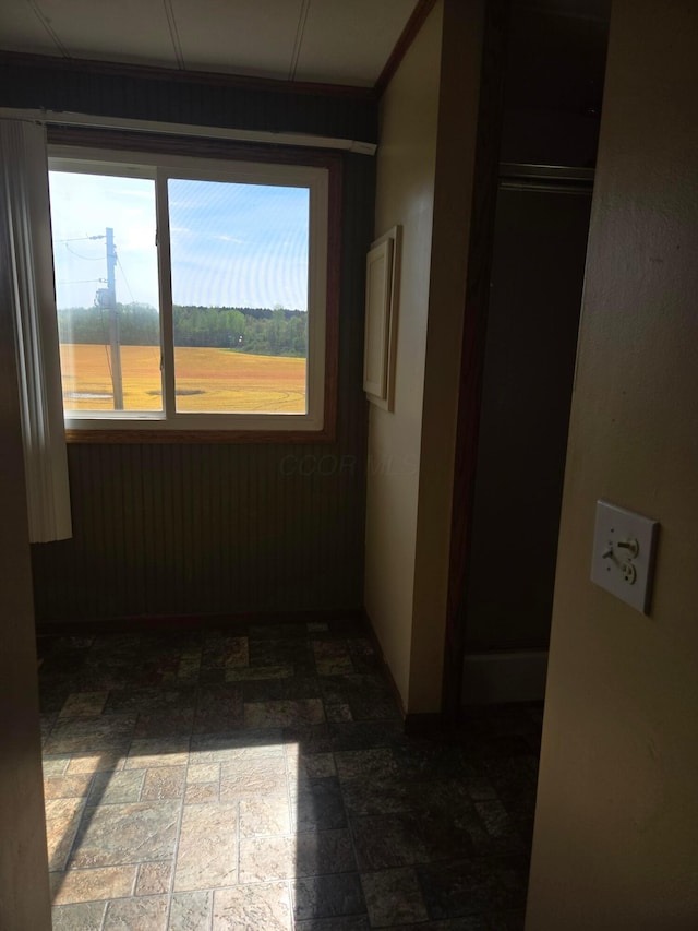 hall with stone finish floor