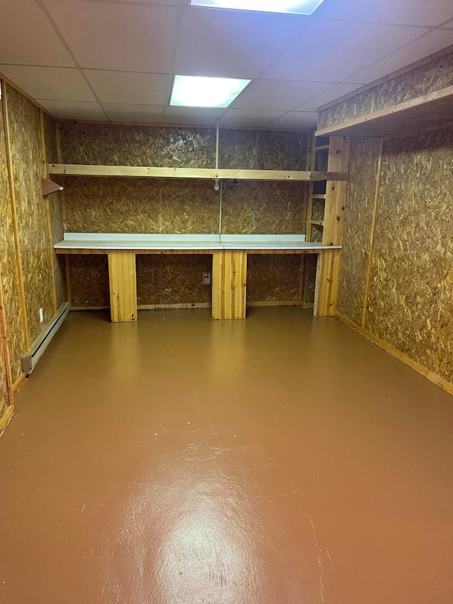 10519 Darby Creek Rd, Orient, OH 43146 - finished basement featuring a baseboard radiator and a drop ceiling
