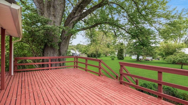 219 W Sheridan Ave, Somerset, OH 43783 - wooden deck with a yard