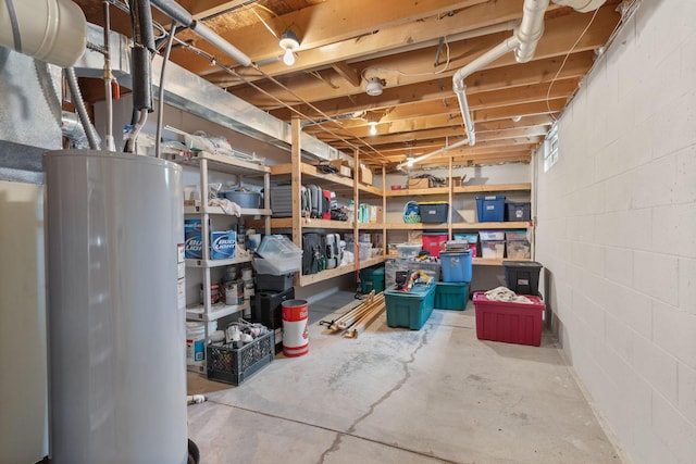 storage area with gas water heater