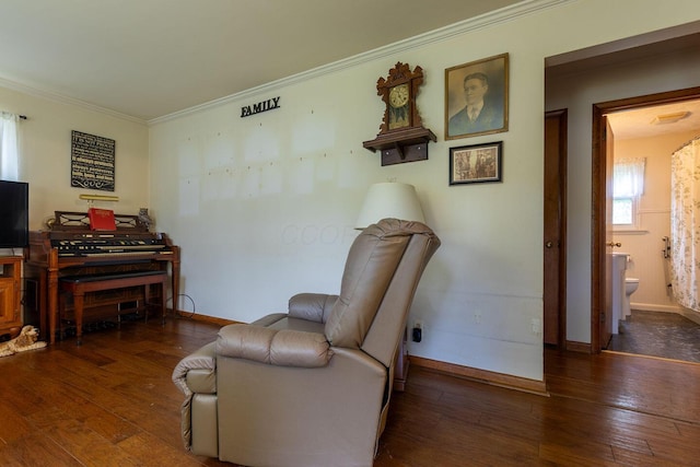 1234 E Fair Ave, Lancaster, OH 43130 - living area featuring baseboards, hardwood / wood-style floors, and crown molding