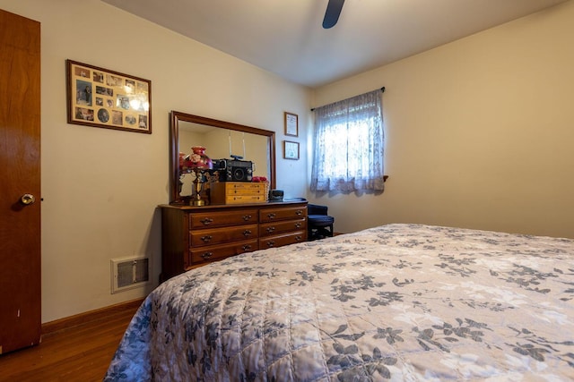 1234 E Fair Ave, Lancaster, OH 43130 - bedroom with ceiling fan, baseboards, visible vents, and wood finished floors