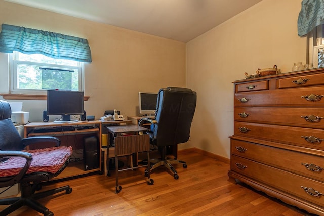 1234 E Fair Ave, Lancaster, OH 43130 - office area with vaulted ceiling and light wood-type flooring