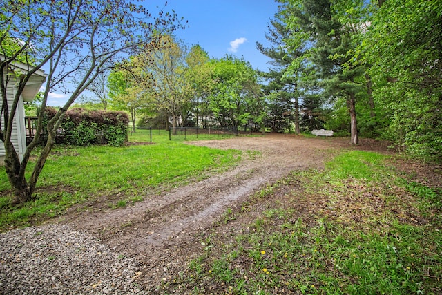view of street featuring dirt driveway