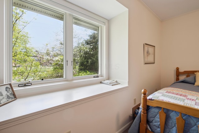 bedroom featuring ornamental molding