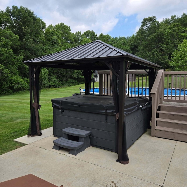 16900 Thompson Ridge Rd, Laurelville, OH 43135 - view of patio with a gazebo, a pool, and a hot tub