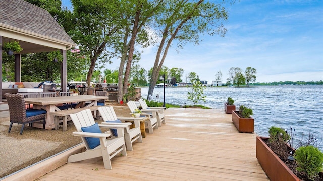 11290 Honeycreek Rd NW, Thornville, OH 43076 - dock featuring a water view and outdoor dining area