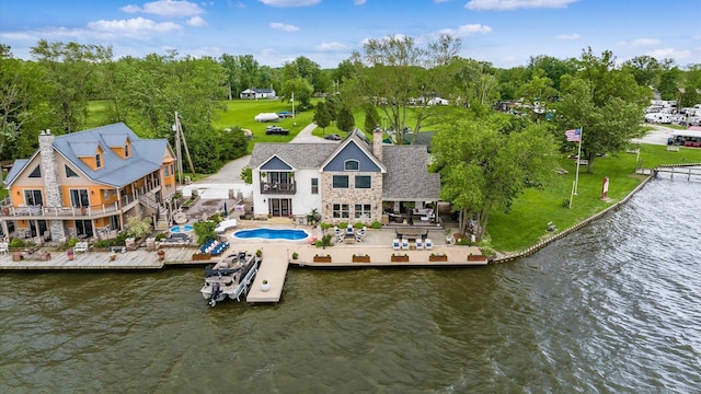 11290 Honeycreek Rd NW, Thornville, OH 43076 - view from above of property featuring a nearby body of water and a pool area