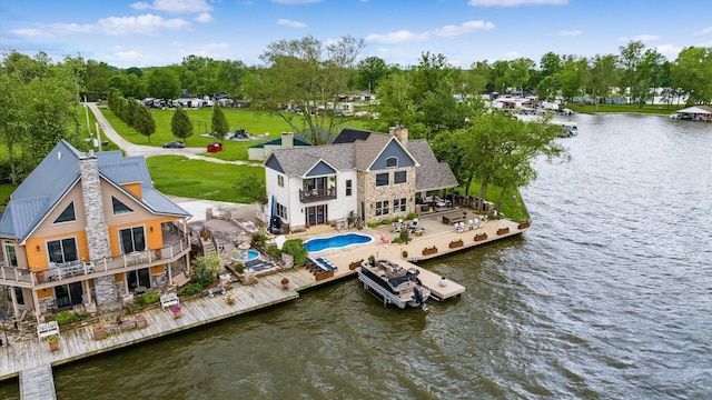 11290 Honeycreek Rd NW, Thornville, OH 43076 - aerial view of property and surrounding area with a nearby body of water, a tree filled landscape, and a pool area