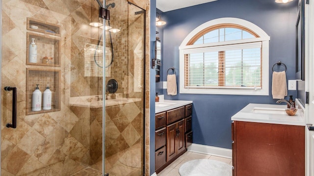 11290 Honeycreek Rd NW, Thornville, OH 43076 - bathroom featuring vanity, a shower stall, and tile patterned flooring