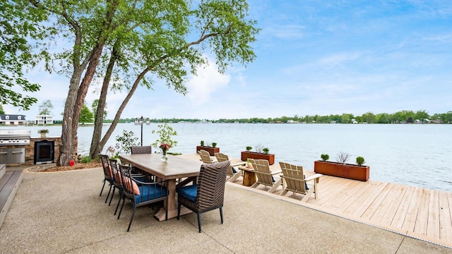 11290 Honeycreek Rd NW, Thornville, OH 43076 - view of patio / terrace with a grill, a water view, and outdoor dining area