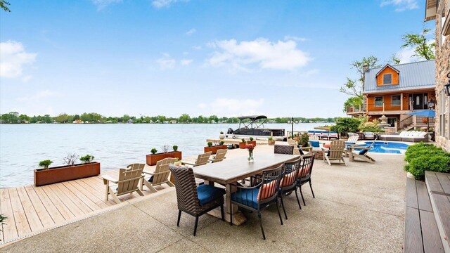 11290 Honeycreek Rd NW, Thornville, OH 43076 - view of patio / terrace with a water view and outdoor dining space