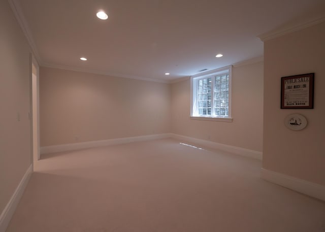 2528 Onandaga Dr, Upper Arlington, OH 43221 - basement with carpet, recessed lighting, crown molding, and baseboards