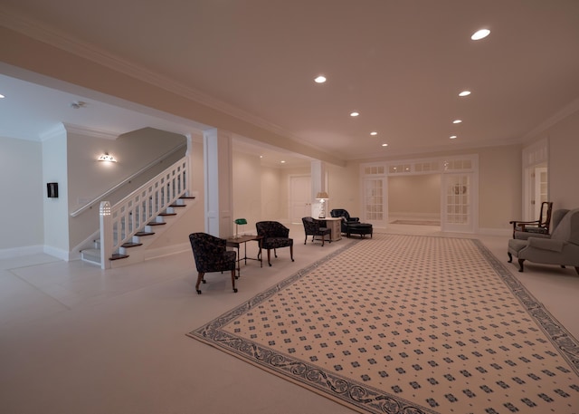 2528 Onandaga Dr, Upper Arlington, OH 43221 - community lobby featuring stairs, recessed lighting, and ornamental molding