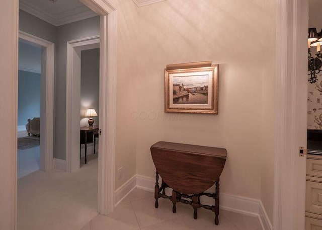 2528 Onandaga Dr, Upper Arlington, OH 43221 - hallway featuring ornamental molding and baseboards