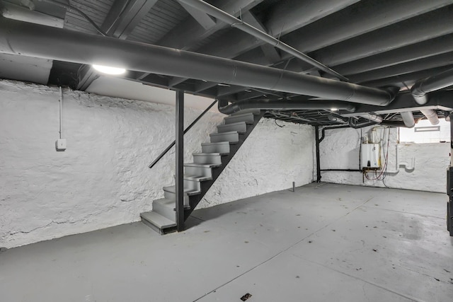 1010 Bruck St, Columbus, OH 43206 - basement with stairway and water heater