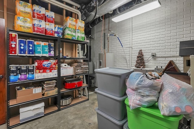 storage area with water heater