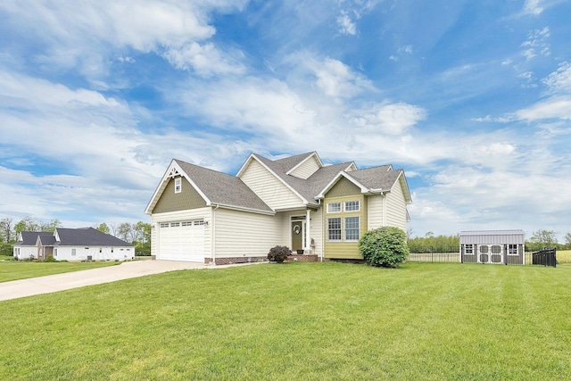 1574 Brooke Park Dr, Circleville, OH 43113 - view of front of property featuring concrete driveway, a front lawn, fence, and an attached garage