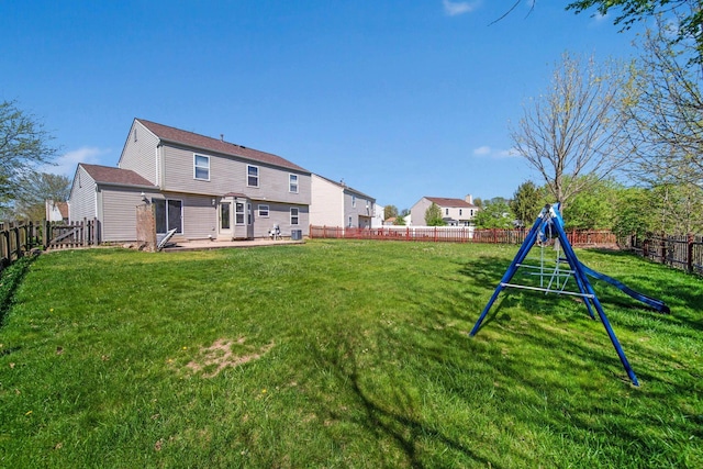 view of yard with a fenced backyard and a patio