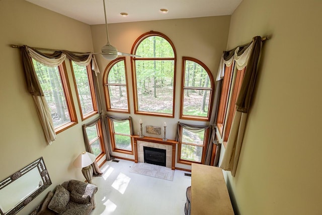 8884 Filiz Ln, Powell, OH 43065 - living area with a fireplace