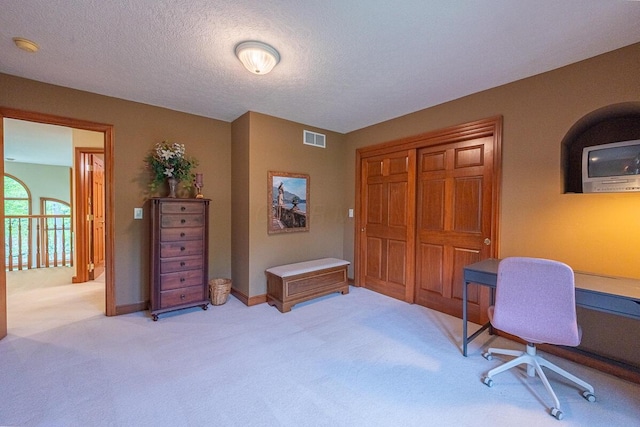 8884 Filiz Ln, Powell, OH 43065 - office featuring light carpet, baseboards, and a textured ceiling