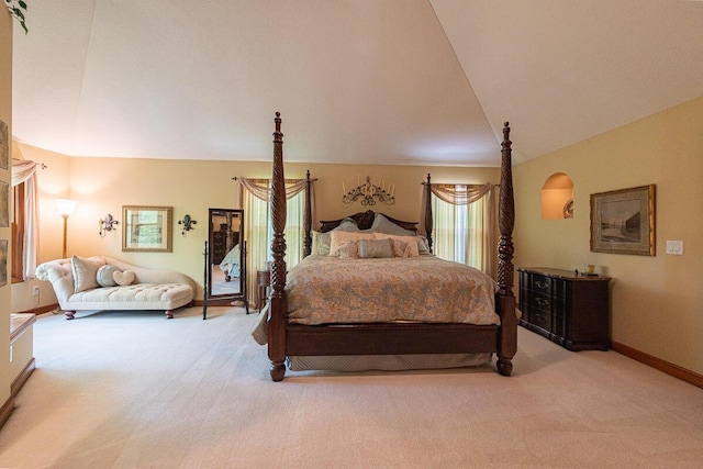 8884 Filiz Ln, Powell, OH 43065 - carpeted bedroom featuring baseboards and lofted ceiling