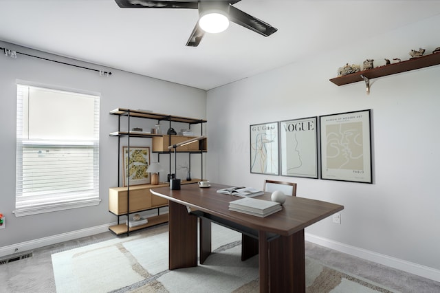 3781 Aviary Loop, Hilliard, OH 43026 - office featuring visible vents, baseboards, and ceiling fan